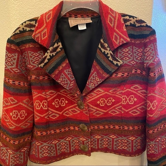Vintage PAINTED PONY Women Aztec Print Boho Jacket Size Medium-Made in USA - Picture 3 of 9